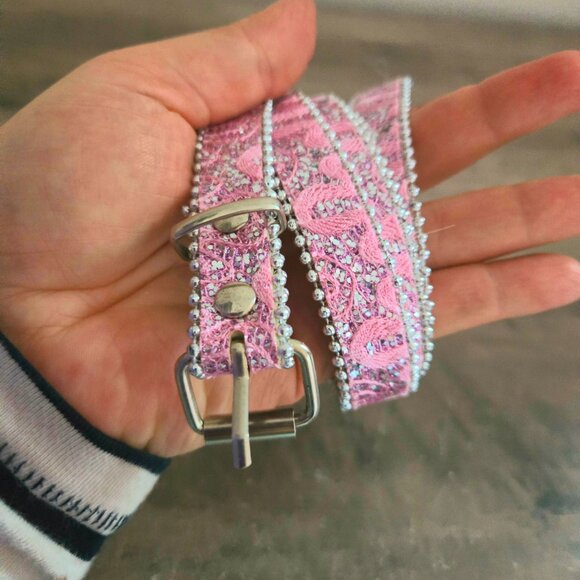 3 For 15 🙌🌞 Vintage Pink Sparkly Belt - Y2K Style - Size Small - Picture 2 of 4